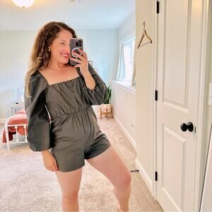 Anthropologie Mare Mare Charcoal Gray Romper Cotton XS